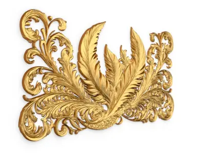 feather decor set wall panel 13 3D model