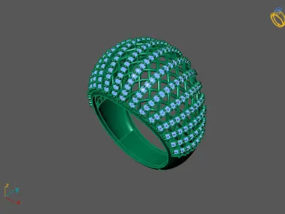 STL 3DM Print Ready Women Diamond Ring Lightweight Printable  3D print model 60