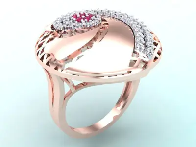  Mesh flower ring - Italian rings - Womens Rings - N6349 3D print model