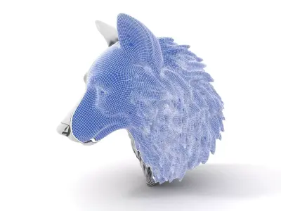 Silver Wolf Sculpture model pack Low-poly 3D model