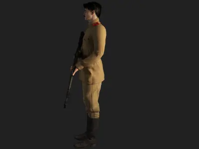 Soldier with kar98k Unreal Engine Rig 3D model