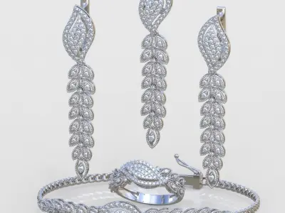 Ring Bracelet Earring and Pendant Set 3D printable model 0018 3D Model Pack