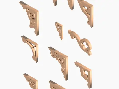 Wood Brackets Free 3D model