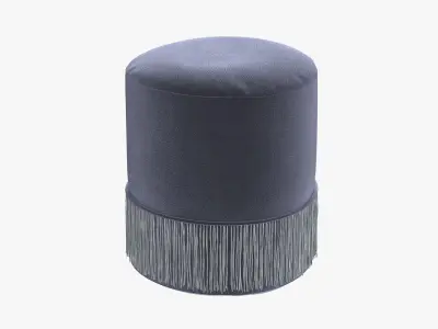 Teddy Velvet Ottoman in green grey  Low-poly 3D model
