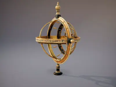 Antique Brass Armillary Sphere model pack Low-poly 3D model