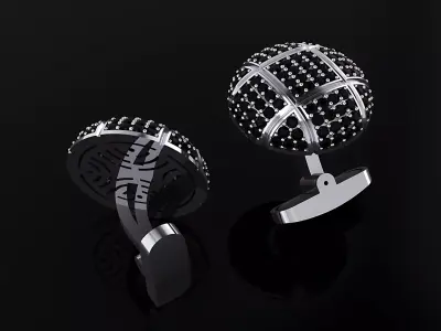 Cufflink with Diamonds 3D print model