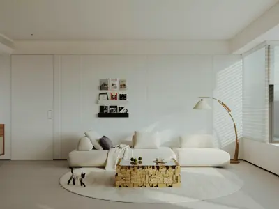 Modern living room dining room interior scenes 341 3D model