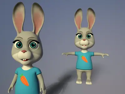 cartoon rabbit Low-poly 3D model