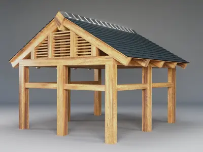 Wooden Carport 3D model