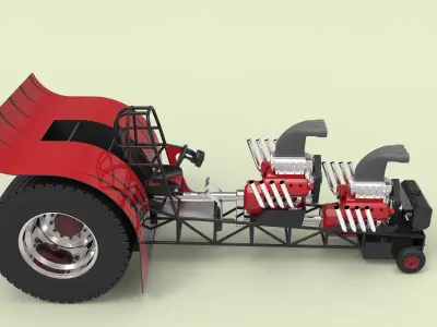 Twin-engined pulling tractor 3D model