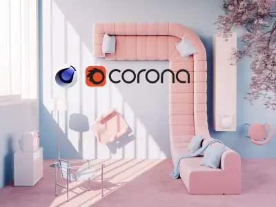 Pink Interior Project -  livingroom   Cinema4d and Corona 3D model