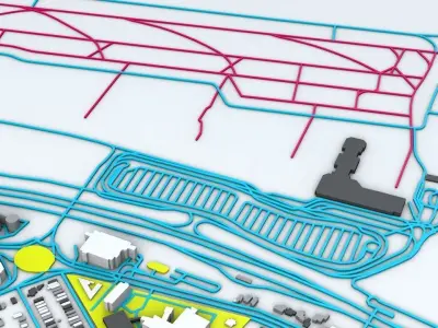 New York LaGuardia LGA Airport Roads and Buildings 3D model