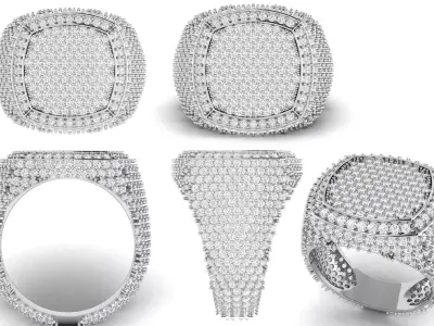 Cushion Shape Champions Diamond Ring  3D print model