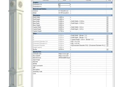 Classic Column Revit Family Pack 22 Models Parametric 3D model