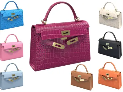 Hermes Kelly Bag Collection Low-poly 3D model