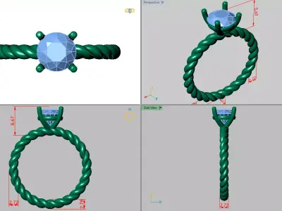 Rope shank solitare ring  3D print model
