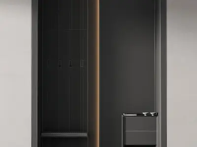 246 hallway zone 08 minimal hall with big stand mirror 01 3D model