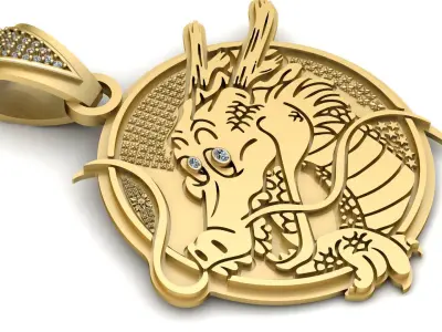 CHINESE DRAGON COIN PENDANT 3D PRINTABLE MODEL 3D print model
