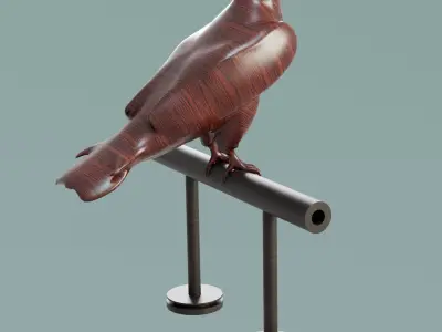 House Decoration Eagle Wood Statue Low-poly 3D model