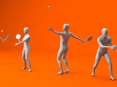 4 Tennis Player Lowpoly People Low-poly 3D model
