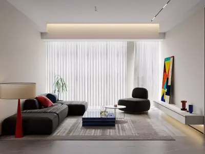 Modern living room dining room interior scenes 513 3D model