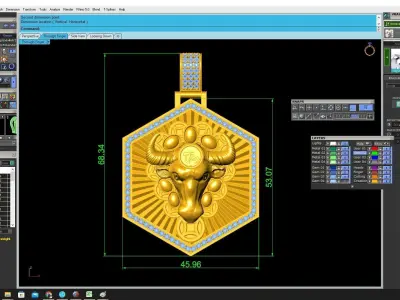 Luxury Bull Head Hexagon Pendant for Men 3719 3D print model