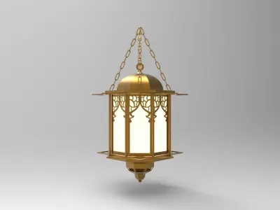 lantern S brass hanging on chain 3D model