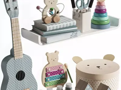 Jabadabado Teddy Wooden Toys Decoration and Storage for kids 3D model