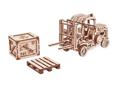 Forklift - 3D Wooden Mechanical Puzzle Model Toy 3D model