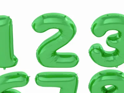Balloon Numbers Green Color 3D model