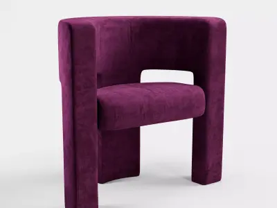 Velvet Armchair Low-poly 3D model