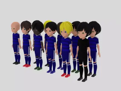 Blue Soccer - Football Team Low-poly 3D model