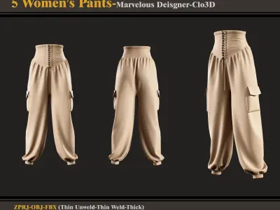 5 Women Pants-MD-Clo3D - FBX - OBJ 3D model