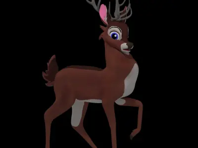 Male White Tail Deer Low-poly 3D model