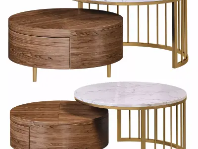 whitewalnut round nesting coffee table by homary 3D model