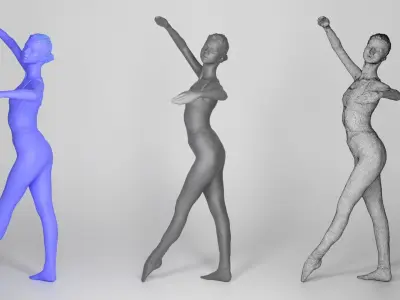 Sporty woman dancing 136 Low-poly 3D model