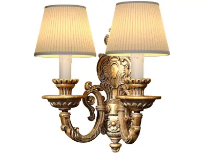Bronze antique Sconce classic French style Wall lamp lampshade 3D model
