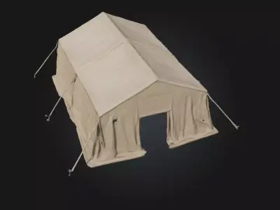 Canvas Shelter  Lightweight Cover for Field Camps and Survival  3D model