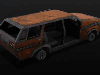 Old Rusted Car 3D Model Low-poly 3D model