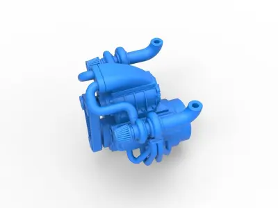 Twin turbo supercharged V8 Engine Version 3 Scale 1 to 25 3D print model