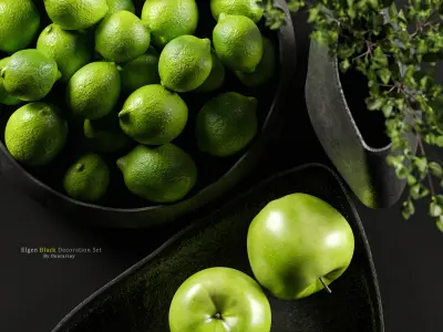 Elgen Black and Green Decoration Set 3D model