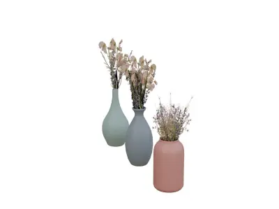 low poly Flower vase set for interiors Low-poly 3D model