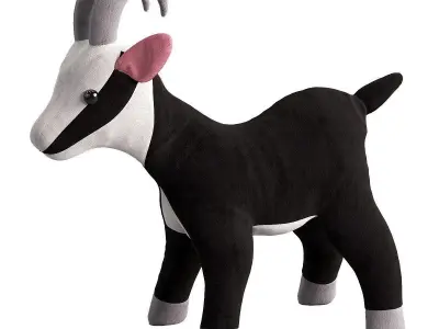 Goat toy black-white Low-poly 3D model