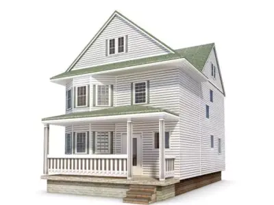 Two Story House With A Full Porch 3D model