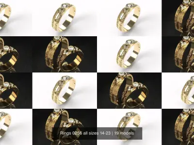 Rings 0256 all sizes 14-23 3D Model Pack