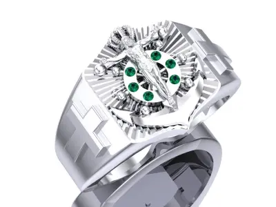 Anchor and Christ Ring 3D Model 3D print model