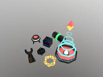 Low Poly Sci-Fi Items Free low-poly 3D model