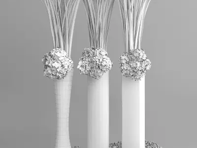 Big Giant Elegant Hydrangea Flower Bouquet Vase Event decor set 3D model