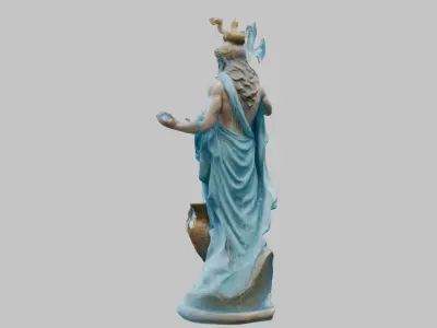 fantasy Water God Sculpture Low-poly 3D model