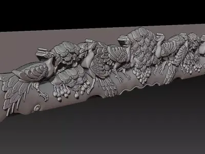 Wooden Peacock Wall Art - Asian Oriental Accents 3D print model